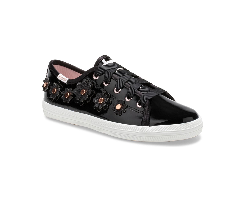 Kids Keds Sneakers - Kate Spade new york Kickstart Patent Leather - Black - 9273-ODESB